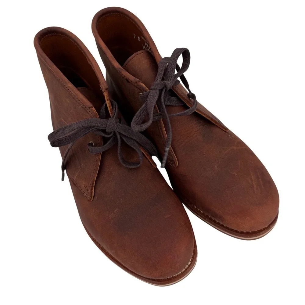 HELM USA Made Pull Up Leather Chukka Boots‎ Brown Heritage Quiet Luxury Mens 7D